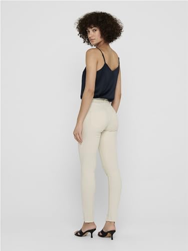 ONLY Women Solid Cotton Blend Crop Length Skinny Fit Mid Rise White Jeans