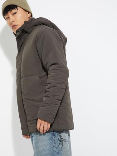Max URB_N Men Solid Padded Jacket (Brown_L)