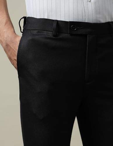 Arrow Men's Textured Dobby 1851 Trousers (ARAKTR2154_Black_32)