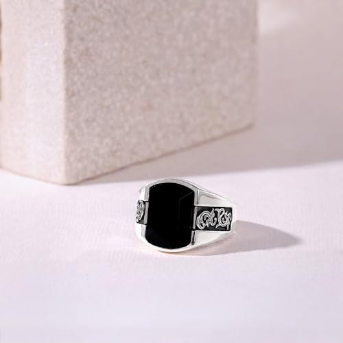 GIVA 925 Oxidised Silver Bold Black Ring For Him,Fixed Size, Indian - 17| Gifts for Men & Boys | With Certificate of Authenticity and 925 Stamp | 6 Months Warranty