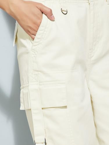 Max Alaya F x URB_N Women Solid Cargo Trousers (Beige_26)