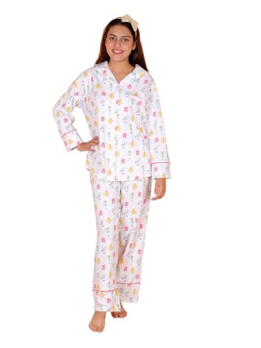 The Mom Store Womens Pajama Set Comfortable Sleepwear Includes Shirt & Pant (Robo Club - XL)