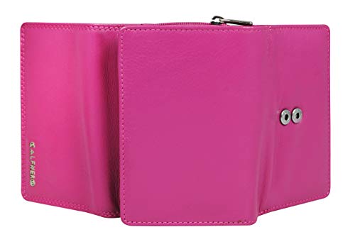 Calfnero Women's Genuine Leather Wallet-Long Purse Wallet with Multiple Card Slots, Zip Pocket and Note Compartment. (Pink)