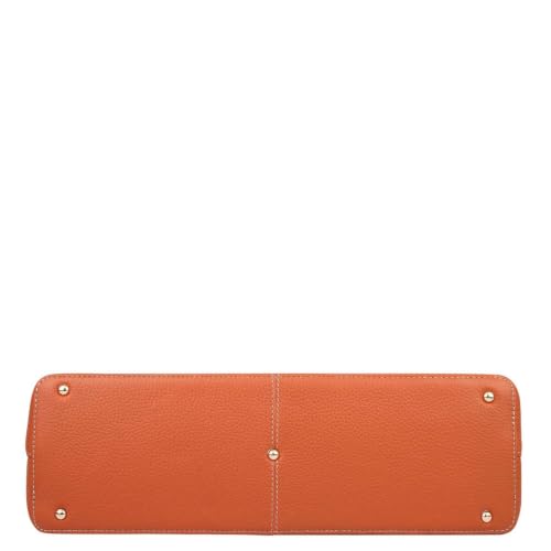 Da Milano Leather Shoulder Bag for Women - Beige & Orange (LB-01449A)