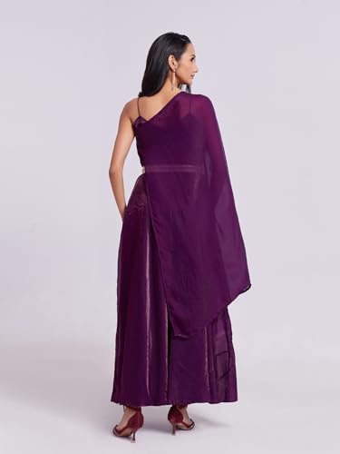 FUSIONIC Organza Base Purple One-Shoulder Gown