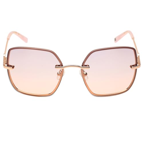 Tommy Hilfiger|Gold Full-rim Frame Square Sunglasses|100% UV Protected (Uv 400) Pink Gradient Faded Lens|Women's | Large | TH 2622 C5 ROGDBEIBR 56 S