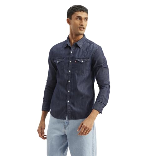 Levi's Men's Solid Slim Fit Shirt Blue