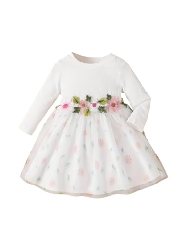 TAGAS Girls Dress|Flower Print Frock for Girls|Girls Floral Party WearDress | Tulle Princess Frock with Bow|Girls Casual wear for Kids Dresses |