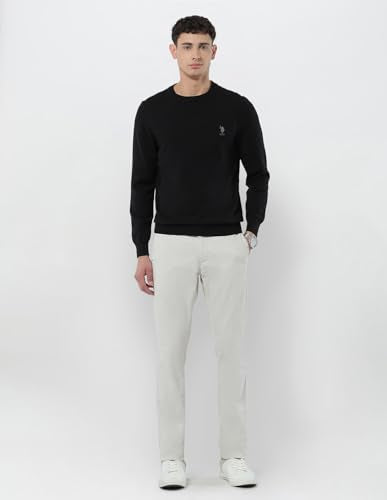 U.S.Polo Association Men's Solid Regular Fit Sweater Black