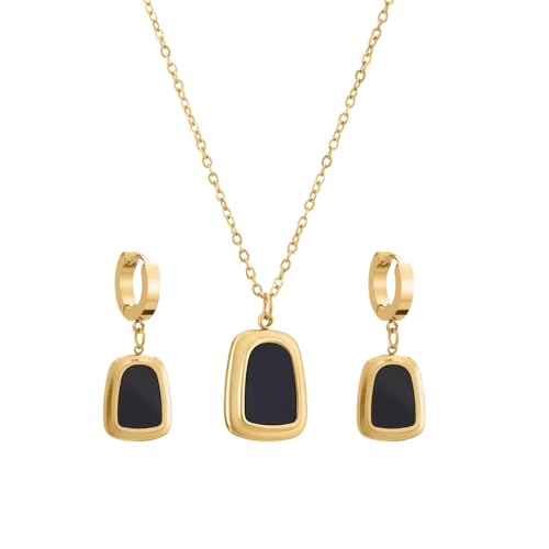 PALMONAS Black Onyx Set for Women - Gift For Women & Girls, Waterproof & Anti Tarnish