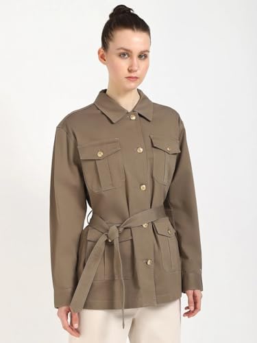 Tommy Hilfiger Women's A-Line Coat (F25HWOT006_Tundra Brown