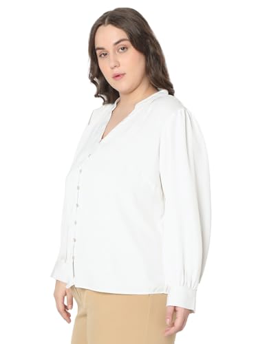 VERO MODA Curve Women Regular Fit White Top