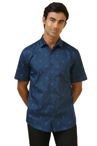 Allen Solly Men Blue Print Half Sleeves Casual Shirt