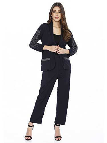 HAUTEMODA Women Blazer and Trouser Co-ord Set (XXL, Black)