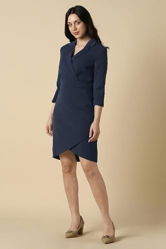 Women Navy Solid Formal Dress