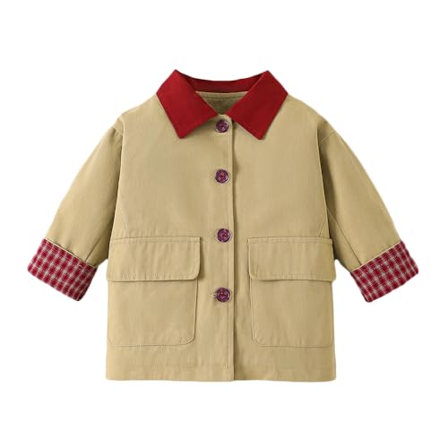 Hopscotch Girls Full Sleeves Beige Gingham Long Coat For Ages(4-5 Years)