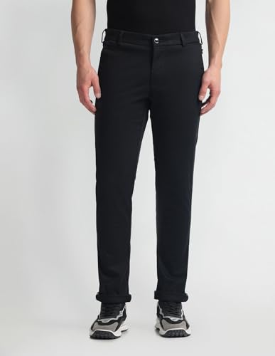 Arrow Slim Fit Cotton Trousers Black