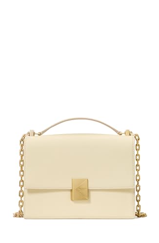kate spade new york Womens Deco Leather Flap Chain Crossbody, Sweet cream, One size, Deco Leather Flap Chain Crossbody