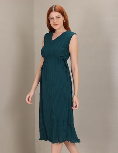 U.S. POLO ASSN. Women's Polyester A-Line Knee-Length Dress (UWAW22DRS053_Teal