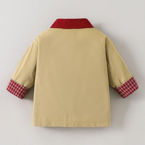Hopscotch Girls Full Sleeves Beige Gingham Long Coat For Ages(7-8 Years)