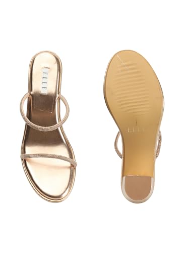 ELLE Women's Fashionable Slip On Heel Sandals Colour-Rose Gold, Size-UK 8