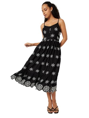 Max Women Embroidered Midi Dress (Black_M)