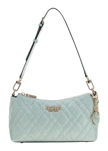 Guess Light Sage Quilted Zipper Isemay Shoulder Bag