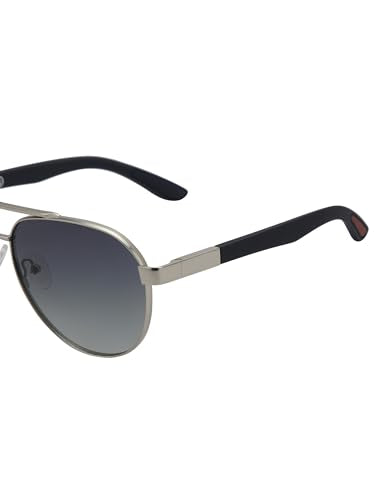 Carlton London Unisex Premium Silver & Black Toned Green UV with Polarised Lens Aviator Sunglass