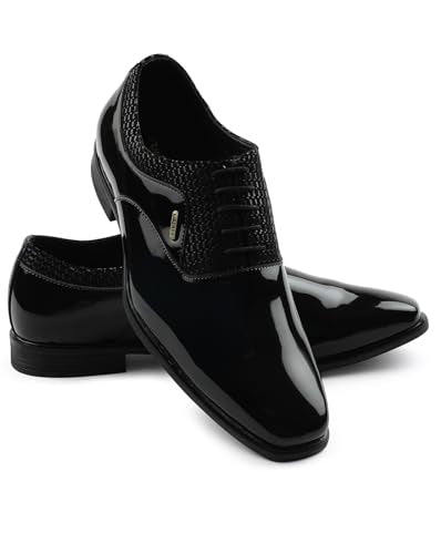 Liberty Fortune A998-07 Formal Lacing Oxford Shoes for Men with TPR Sole | PU Outsole | Comfortable & Lightweight | Cushioned Footbed | Durable & Trendy Design (Black 43 EU)