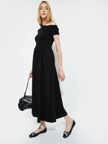 Max Women's Viscose A-Line Midi Dress (WINLAND08_Black