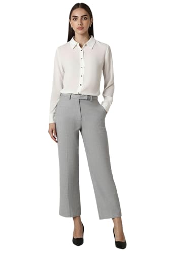 Van Heusen Women Grey Textured Formal Regular Fit Trousers