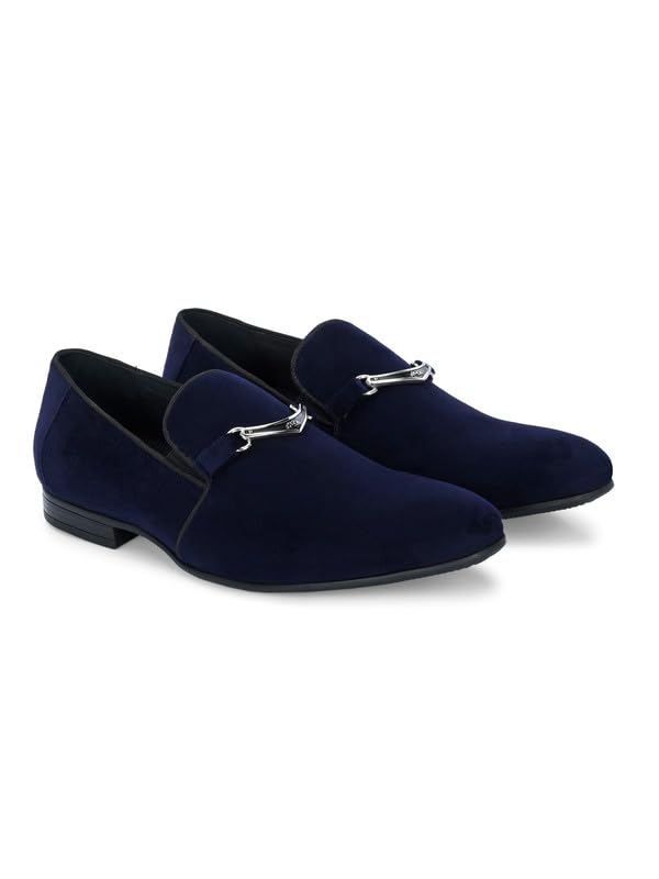 HITZ Men's Blue Leather Slip-On Shoes - UK 11
