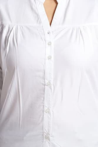 QUEEN SHIELD Women's Rayon Relaxed Fit Formal Shirt With Front Pleated & 3/4Th Sleeves (Qs_4103N) (Xxl, White)