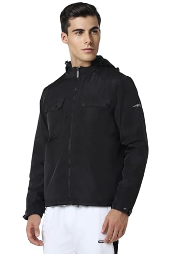 Van Heusen Men Black Solid Casual Jacket