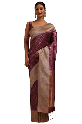 Soch Womens PurpleTussar Zari Woven Saree
