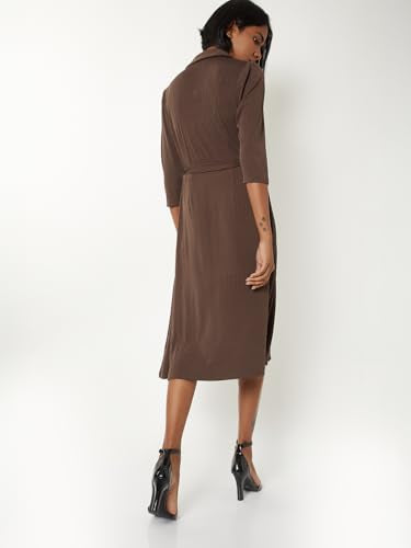 Max Women's Cotton Blend Modern Below The Knee Dress (SR4001_Brown