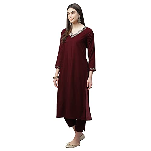 Divena Maroon Velvet hand work Kurta pant With Net Dupatta set