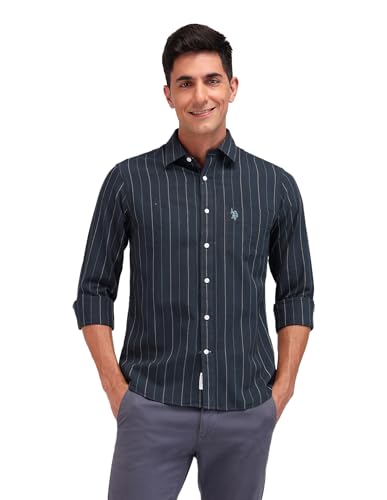 U.S. POLO ASSN. Tailored Fit Pure Cotton Shirt (USSHTFX0618_Navy_44)