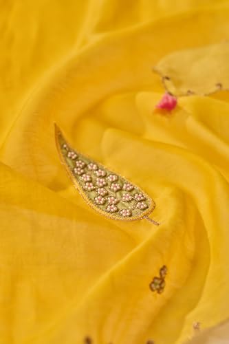 Taneira Yellow Rajasthan Pure Silk Cotton Embroidered SareeWith Unstitched Blouse(SAPP05AD6314-Yellow)