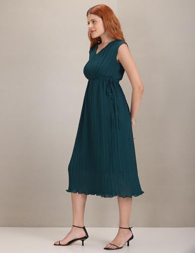 U.S. POLO ASSN. Women's Polyester A-Line Knee-Length Dress (UWAW22DRS053_Teal