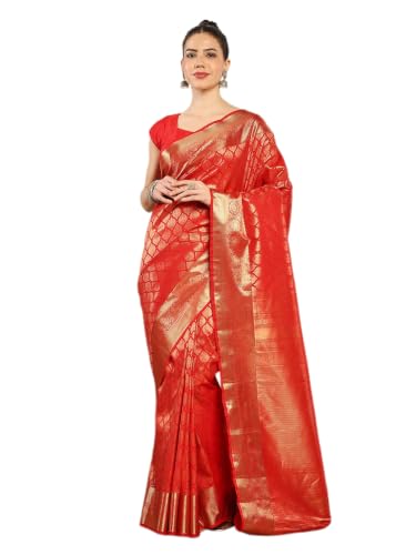 Meena Bazaar Art Silk Saree For Women |RED Colour