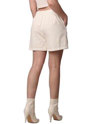 ONLY Women Regular Fit High-Rise White Shorts