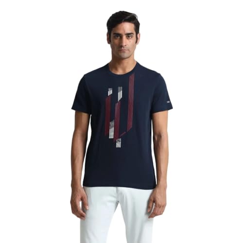 Arrow Sport Men's Regular Fit T-Shirt (ASAEOTS5118_Navy