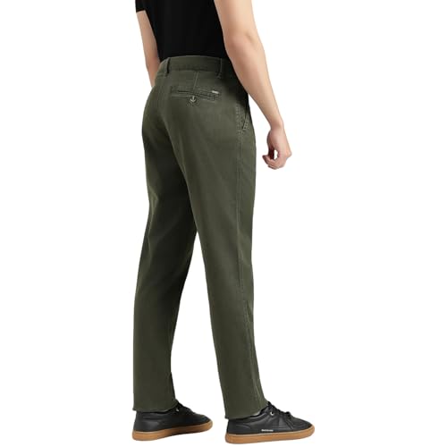 United Colors of Benetton Relaxed Fit Mid Rise Solid Trousers (Size : 42) - 26P4CTWB1002I903 Olive