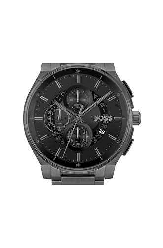 BOSS Peak 2.0 Qtz Chrono Black Round Dial Men's Watch|Stainless Steel Material|Black Color Band - 1514192