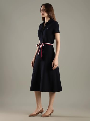 Cotton Polo Collar Midi Dress