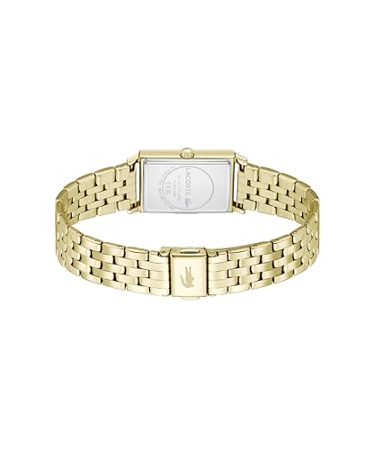 Lacoste Catherine Qtz Basic Slim Silver White Rectangle Dial Women's Watch | Ionic Plated Thin Gold Steel Material | Bracelet Watch - 2001486