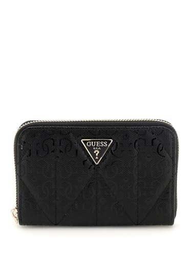 GUESS Black Quilted Aldina Medium Zip Around Wallet