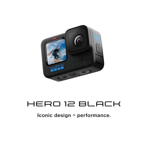 GoPro HERO12 Waterproof Action Camera with Front & Rear LCD Screens, 5.3K60 Ultra HD Video, HyperSmooth 6.0 + AutoBoost, Live Streaming with Enduro Battery (1-Yr International + 1-Yr India Warranty)