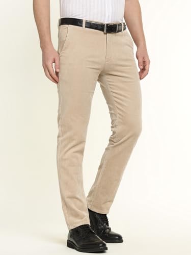 Hancock Men Cotton Solid Slim Fit Trousers Grey Size 30, Comfortable Stretch Waistband, Machine Washable Easy Care Fabric, Durable Fabric with a Tailored Finish